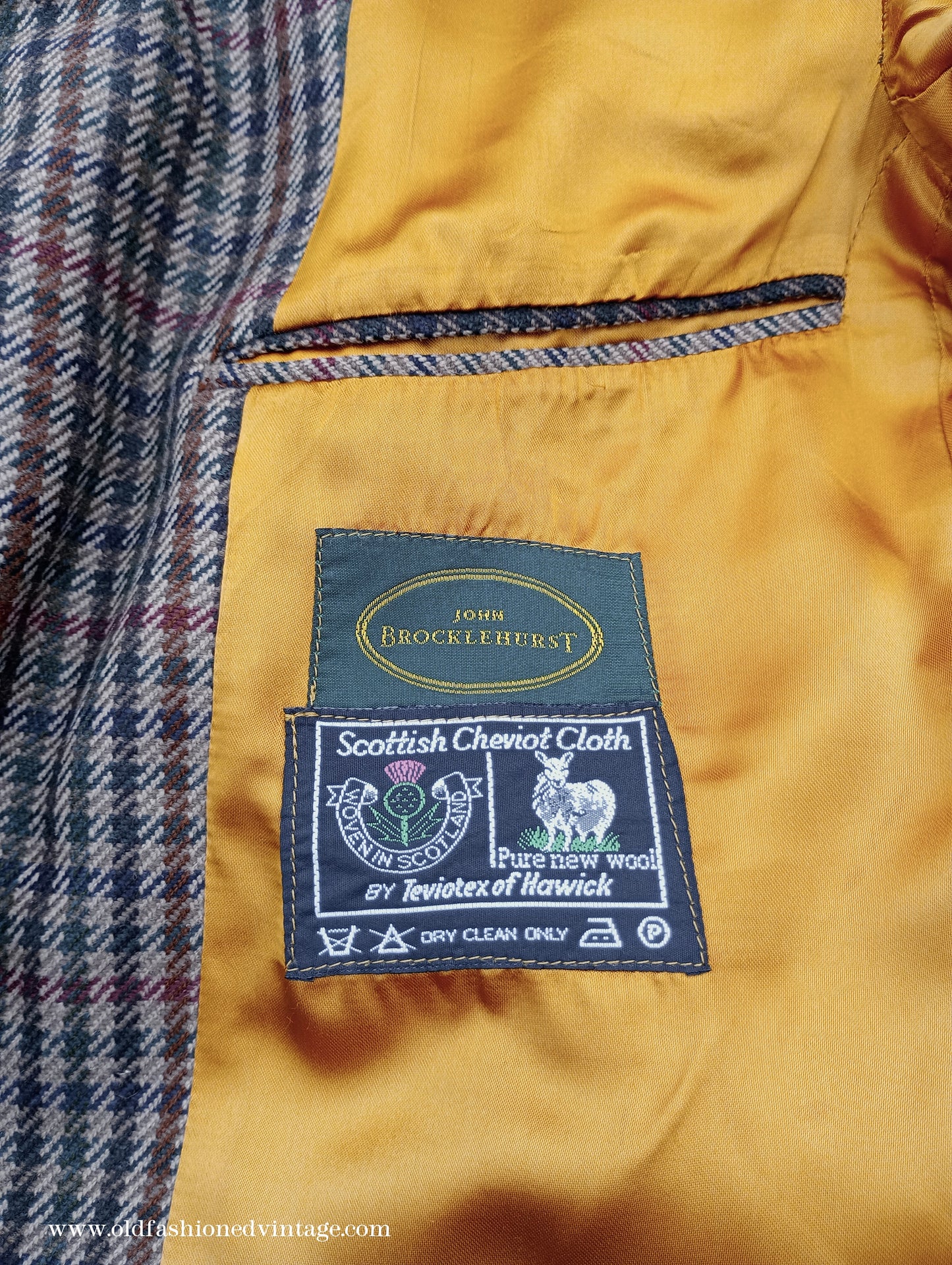 Mens John Brocklehurst Norfolk Tweed Country Belted Jacket Brown Checked Plaid Wool 42"