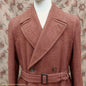 Vintage 1940s Burton CC41 Double Breasted Overcoat Rust Brown Wool Tweed DB Belted 38"