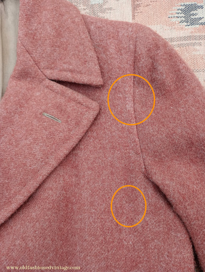 Vintage 1940s Burton CC41 Double Breasted Overcoat Rust Brown Wool Tweed DB Belted 38"