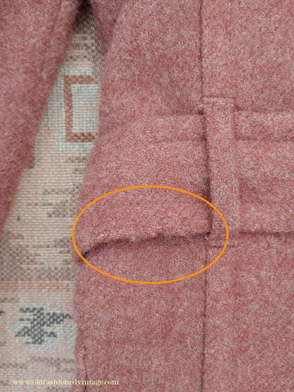 Vintage 1940s Burton CC41 Double Breasted Overcoat Rust Brown Wool Tweed DB Belted 38"