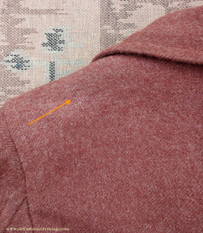 Vintage 1940s Burton CC41 Double Breasted Overcoat Rust Brown Wool Tweed DB Belted 38"