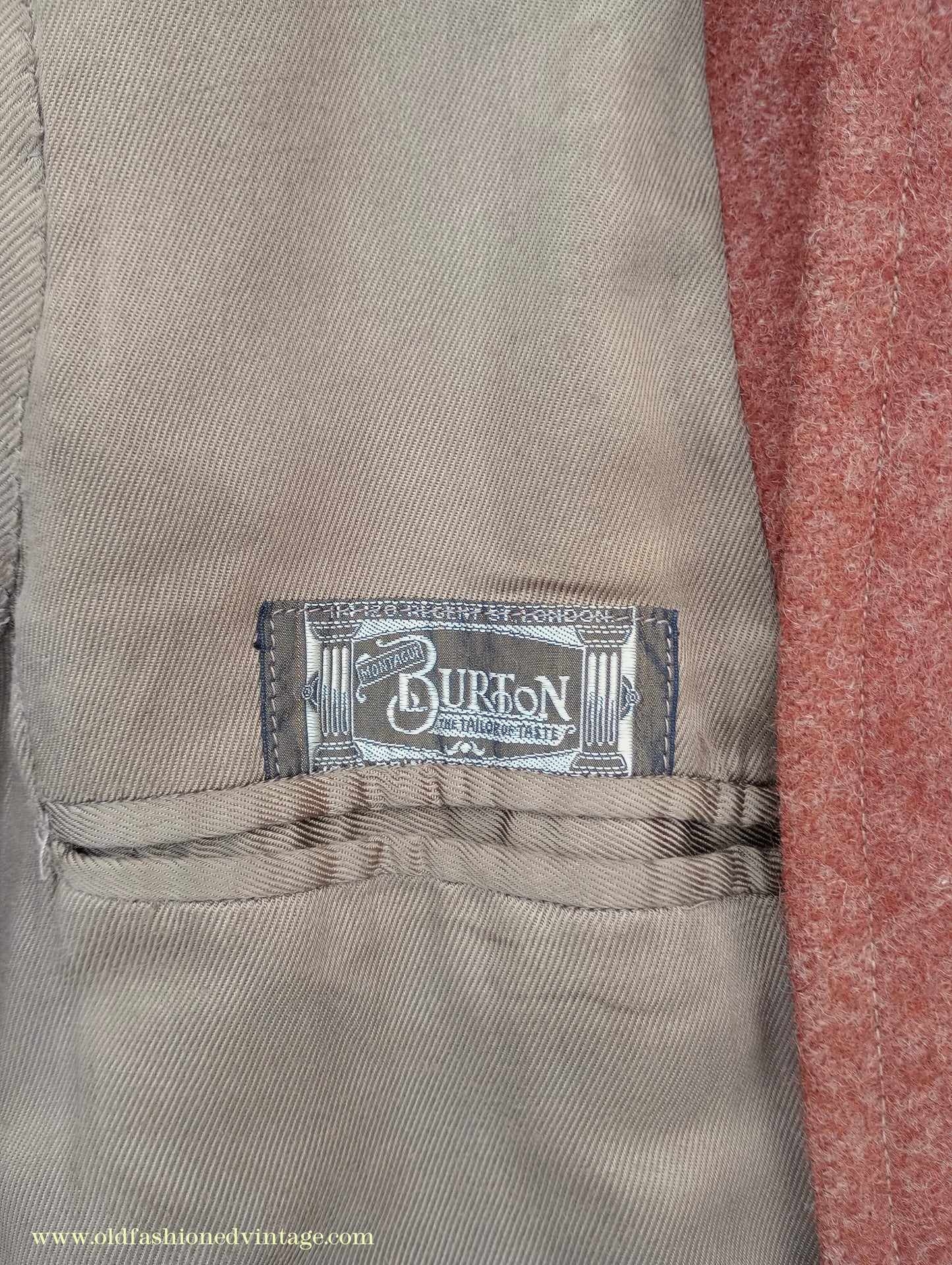 Vintage 1940s Burton CC41 Double Breasted Overcoat Rust Brown Wool Tweed DB Belted 38"