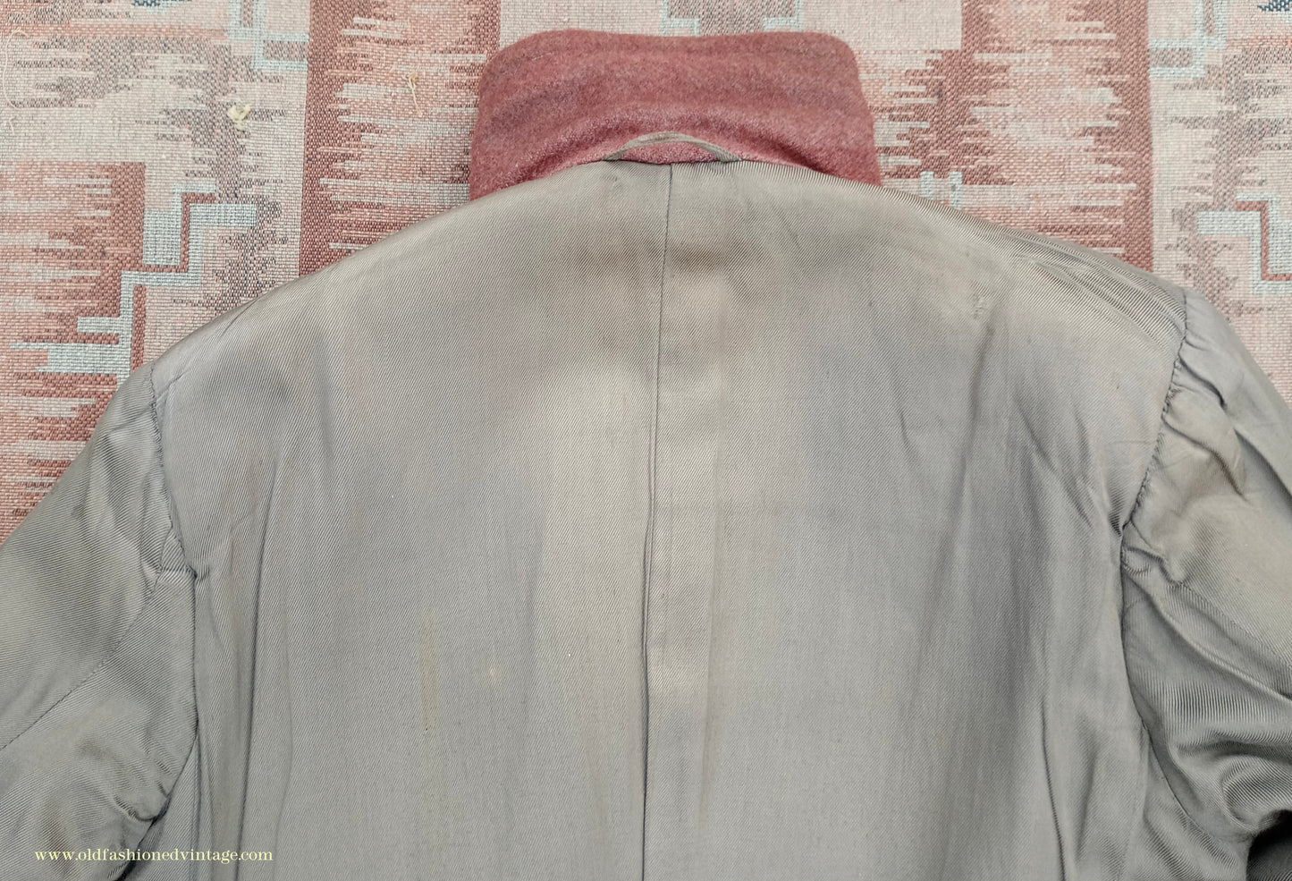 Vintage 1940s Burton CC41 Double Breasted Overcoat Rust Brown Wool Tweed DB Belted 38"