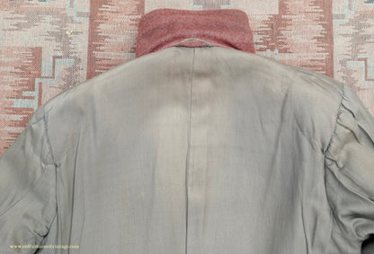 Vintage 1940s Burton CC41 Double Breasted Overcoat Rust Brown Wool Tweed DB Belted 38"