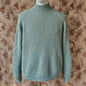 Vintage Mens 1950s Hand Knitted Jumper Turtle Neck Knit Sweater Marled Lovat Green L XL