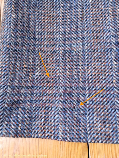 Vintage Mens 1940s Double Breasted Overcoat Coat Grey Blue Speckled Check Wool DB Peak Lapel L XL