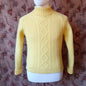 Vintage Mens 1950s 1960s Roll Neck Jumper Sweater Pullover Fancy Rib Ribbed Yellow Wool S