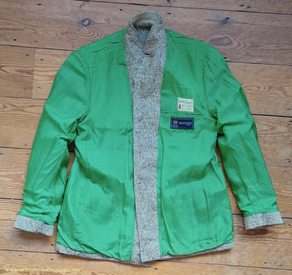 Vintage Mens 1970s Donegal Tweed Country Belted Jacket Patch Pockets Safari Military Style Beige Brown Flecked Wool 42"