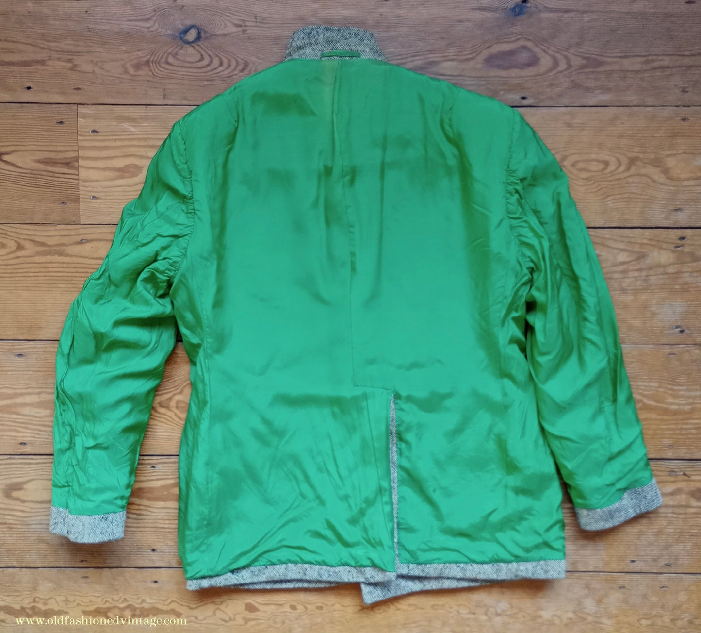 Vintage Mens 1970s Donegal Tweed Country Belted Jacket Patch Pockets Safari Military Style Beige Brown Flecked Wool 42"