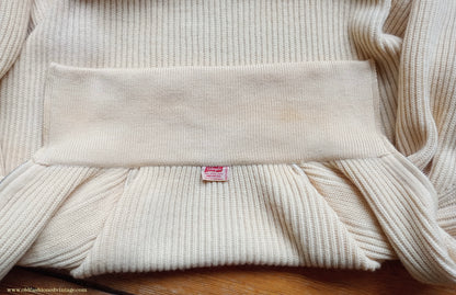 Vintage Mens 1950s 1960s Bleyle Cream Wool Zip Up Cardigan Sweater Jacket Blouson Lumberjacket M L