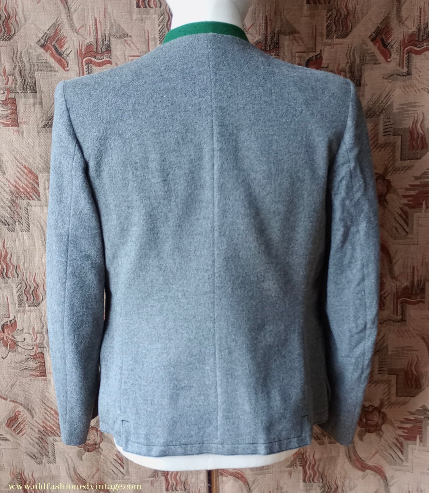 Vintage Mens 1940s Janker Trachten Jacket Double Breasted Coat Grey Wool Horn Buttons Traditional Tyrol German Folk 40"