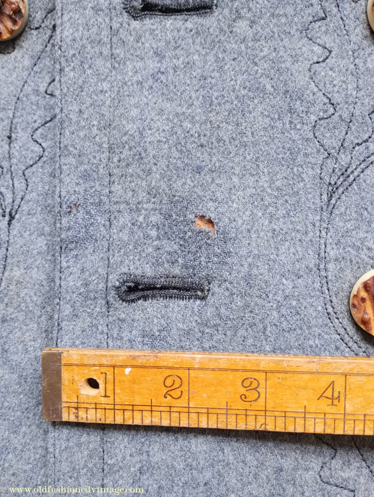 Vintage Mens 1940s Janker Trachten Jacket Double Breasted Coat Grey Wool Horn Buttons Traditional Tyrol German Folk 40"