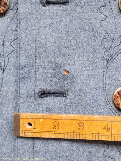 Vintage Mens 1940s Janker Trachten Jacket Double Breasted Coat Grey Wool Horn Buttons Traditional Tyrol German Folk 40"