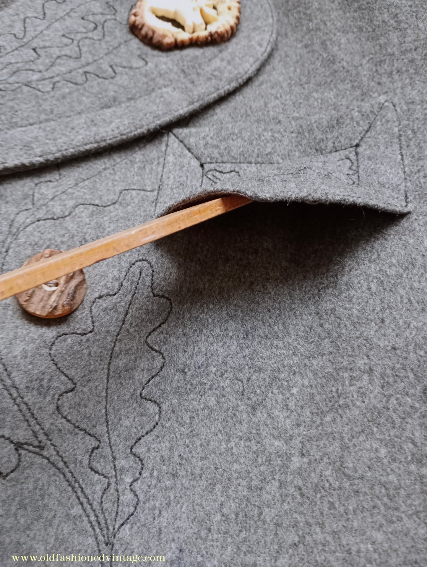 Vintage Mens 1940s Janker Trachten Jacket Double Breasted Coat Grey Wool Horn Buttons Traditional Tyrol German Folk 40"