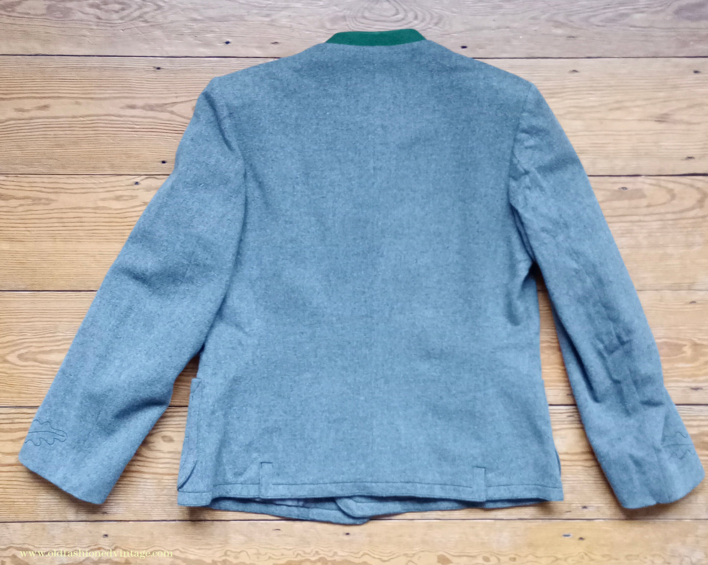 Vintage Mens 1940s Janker Trachten Jacket Double Breasted Coat Grey Wool Horn Buttons Traditional Tyrol German Folk 40"