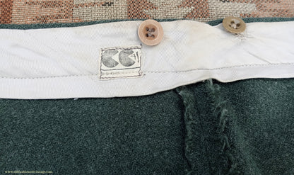 Vintage Mens 1940s CC41 Green Tweed Suit 2 Piece Single Breasted Herringbone Wool 37" 38"