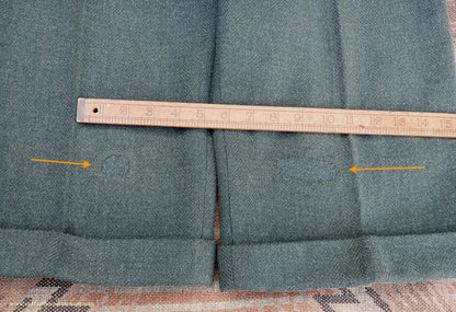 Vintage Mens 1940s CC41 Green Tweed Suit 2 Piece Single Breasted Herringbone Wool 37" 38"