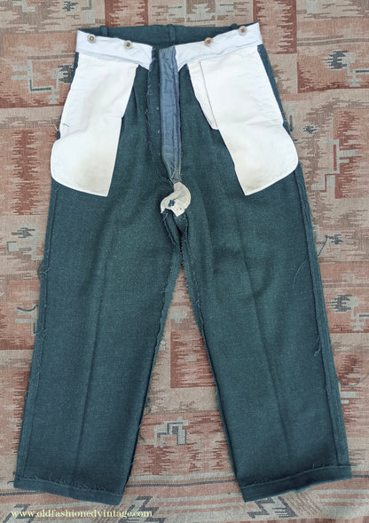 Vintage Mens 1940s CC41 Green Tweed Suit 2 Piece Single Breasted Herringbone Wool 37" 38"