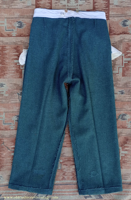 Vintage Mens 1940s CC41 Green Tweed Suit 2 Piece Single Breasted Herringbone Wool 37" 38"