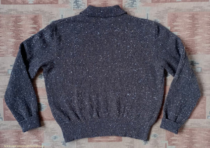 Old Fashioned Garments Vintage Reproduction 1940s Mens Zip Neck Jumper Flecked Brown Marl Polo Collar Sweater Lumberjacket L