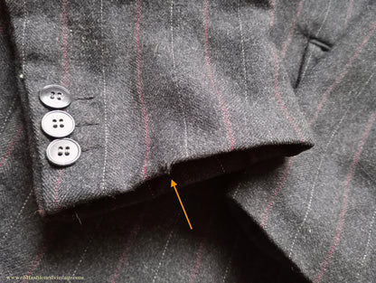 Vintage Mens 1930s French 3 Piece Suit Bespoke Tailored Charcoal Grey Pinstripe Wool 36" Long