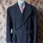 Vintage Mens 1950s Burton Laird Double Breasted Overcoat Coat Dark Charcoal Grey Wool DB Belted XL