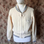 Vintage Mens 1950s Knitted Lumberjacket Zip Up Cardigan Sweater Shawl Collar Cream Wool M