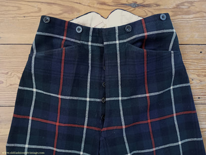 Vintage Mens 1940s Bespoke Mackenzie Tartan Trews Military Highland Trousers Post WW2 Uniform Pants 30"