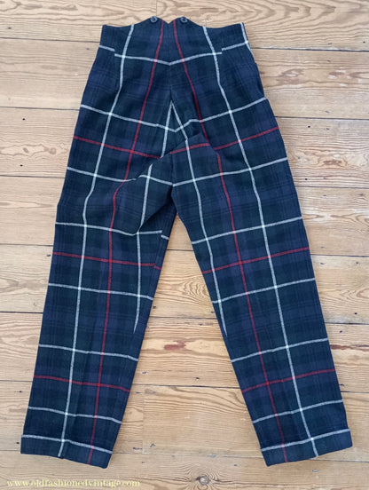 Vintage Mens 1940s Bespoke Mackenzie Tartan Trews Military Highland Trousers Post WW2 Uniform Pants 30"
