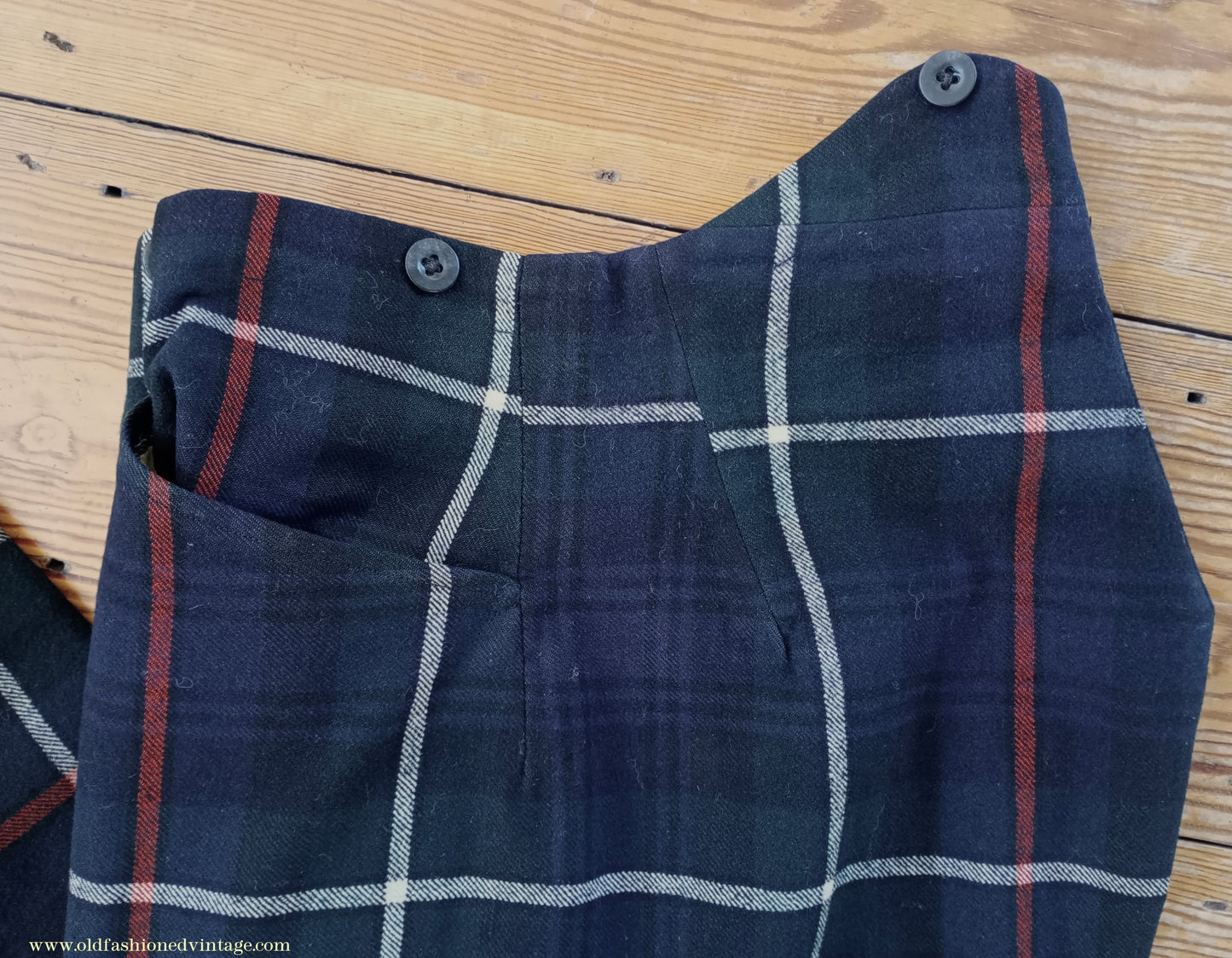 Vintage Mens 1940s Bespoke Mackenzie Tartan Trews Military Highland Trousers Post WW2 Uniform Pants 30"