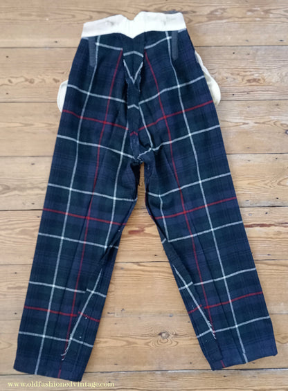 Vintage Mens 1940s Bespoke Mackenzie Tartan Trews Military Highland Trousers Post WW2 Uniform Pants 30"