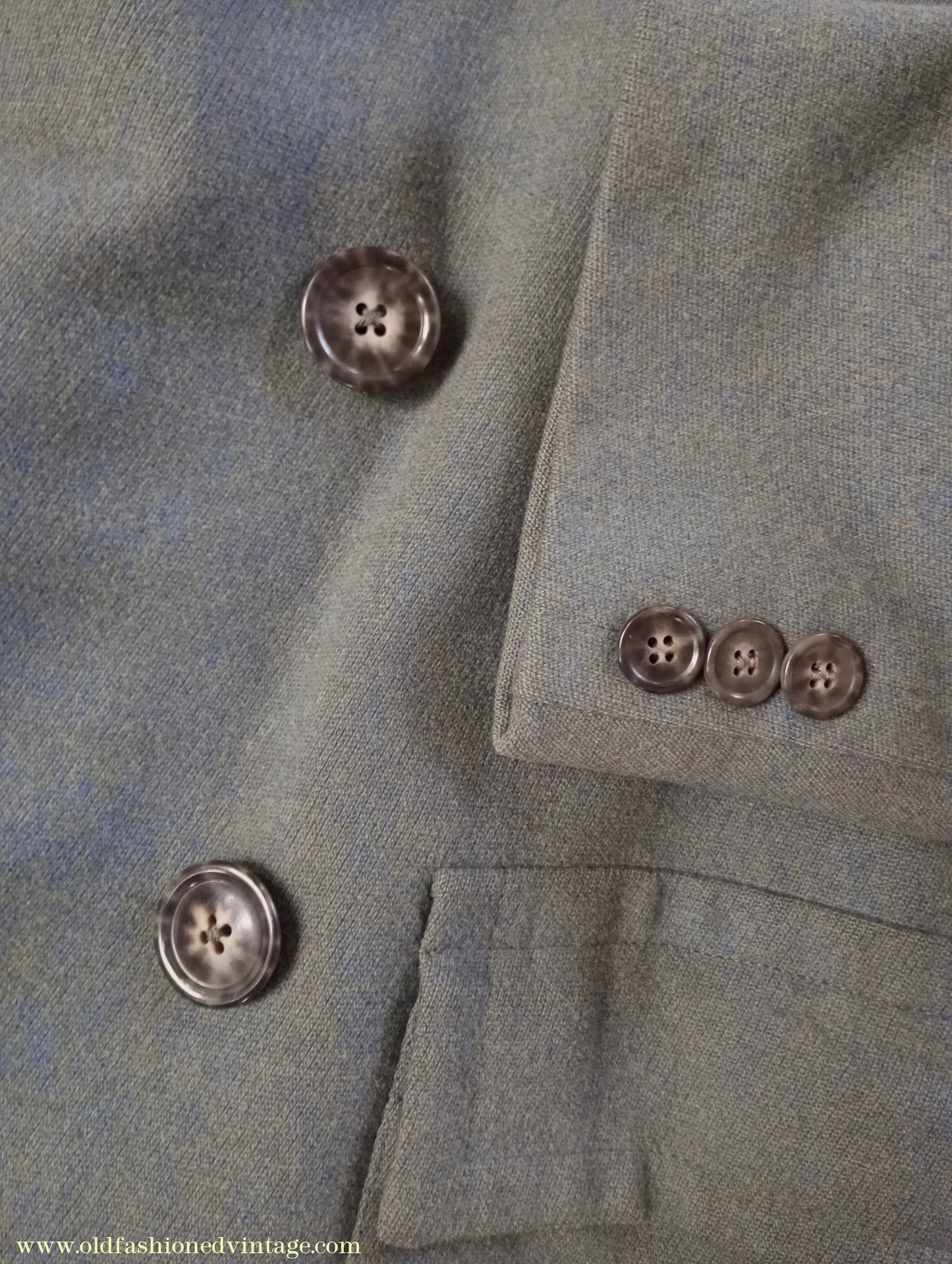 Vintage Mens 1940s 1950s Double Breasted Overcoat Coat Marled Sea Green Blue Wool DB 38"
