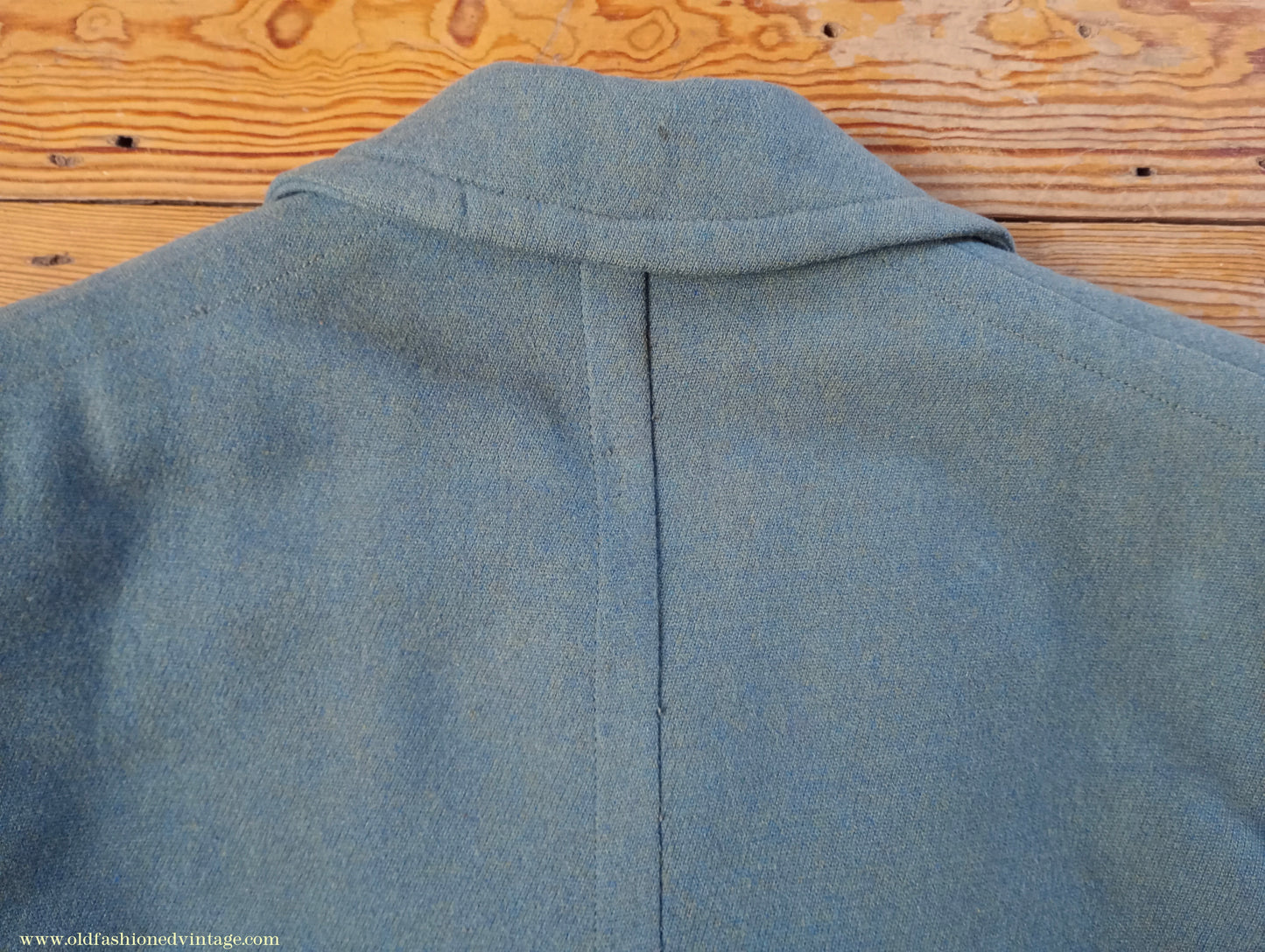 Vintage Mens 1940s 1950s Double Breasted Overcoat Coat Marled Sea Green Blue Wool DB 38"