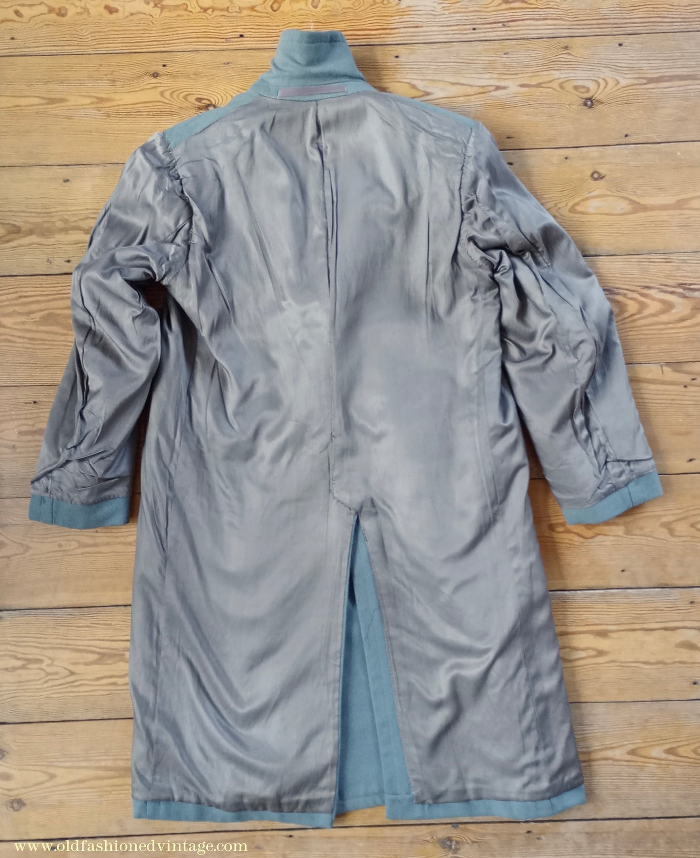 Vintage Mens 1940s 1950s Double Breasted Overcoat Coat Marled Sea Green Blue Wool DB 38"