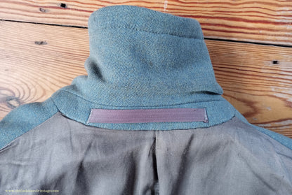 Vintage Mens 1940s 1950s Double Breasted Overcoat Coat Marled Sea Green Blue Wool DB 38"