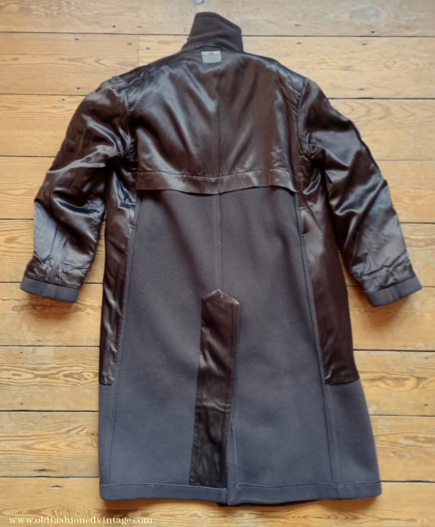 Vintage 1940s Mens Double Breasted Overcoat Coat Brown Herringbone Crombie Wool DB Belted 38"