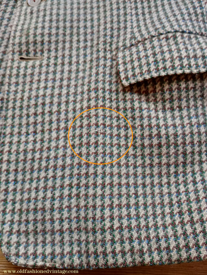 Vintage Mens 1950s Harris Tweed Sports Jacket Green Blue Brown Beige Houndstooth Shepherd Check 38"