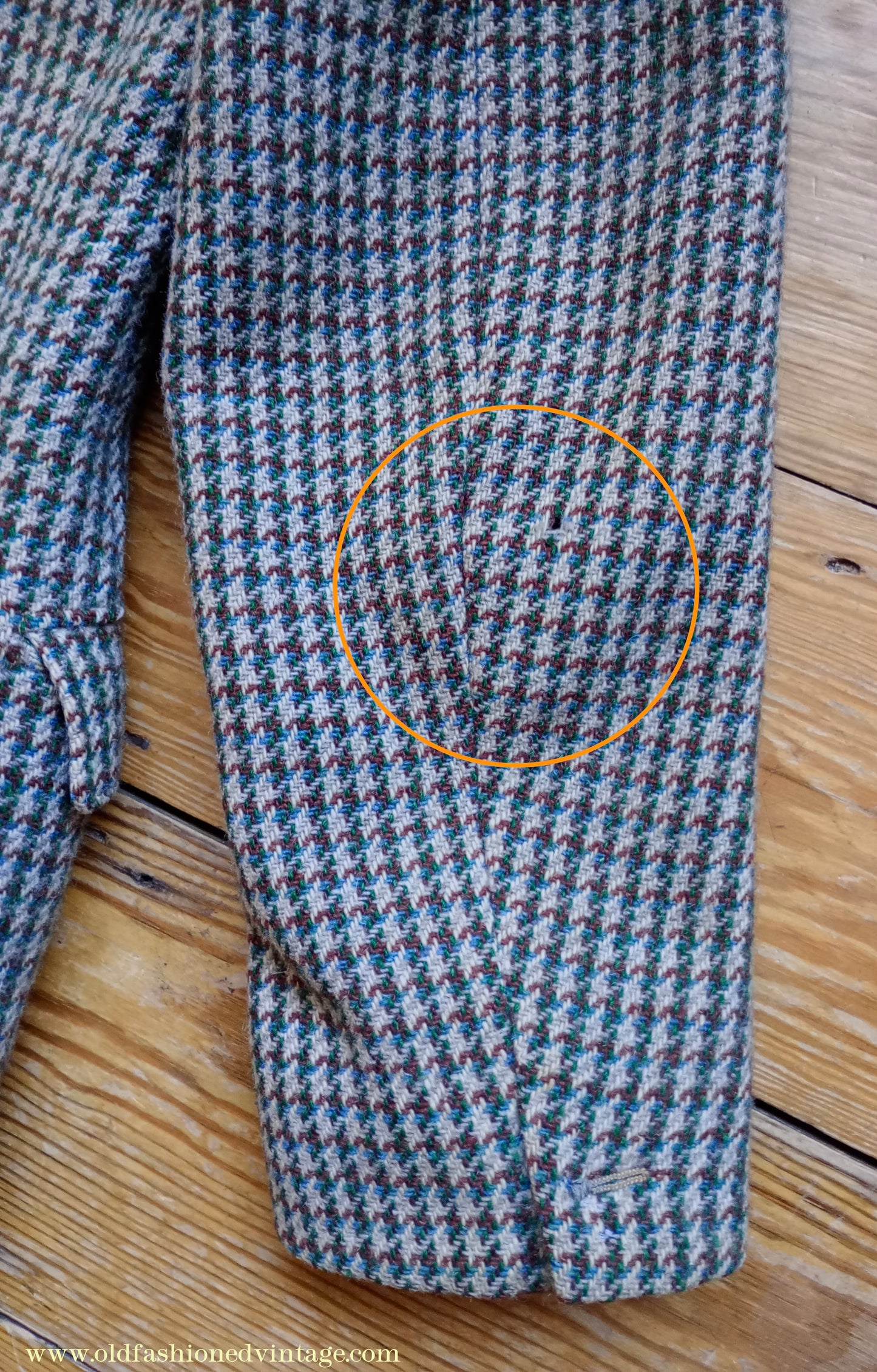 Vintage Mens 1950s Harris Tweed Sports Jacket Green Blue Brown Beige Houndstooth Shepherd Check 38"
