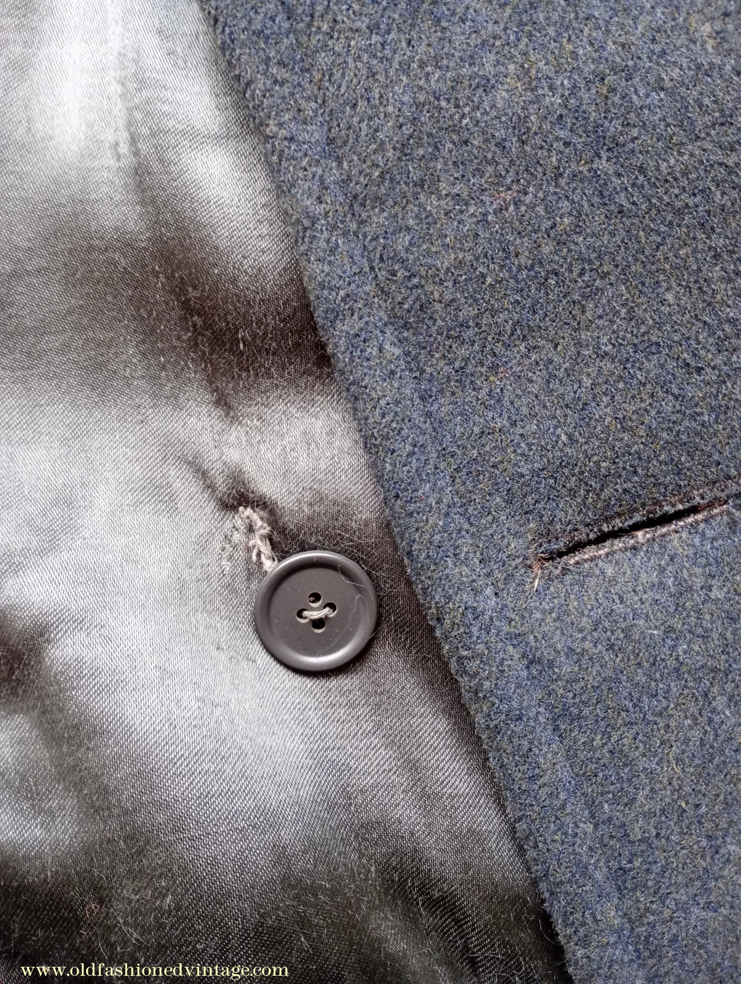 Vintage Mens 1940s 'Guards' Double Breasted Overcoat Coat Blue Grey Wool DB Belted 36"