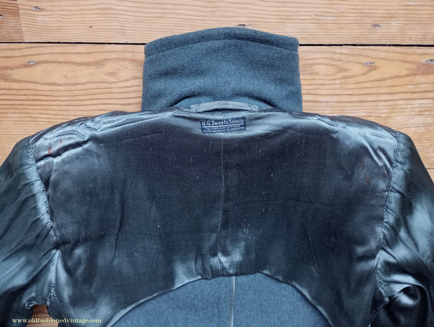 Vintage Mens 1940s 'Guards' Double Breasted Overcoat Coat Blue Grey Wool DB Belted 36"