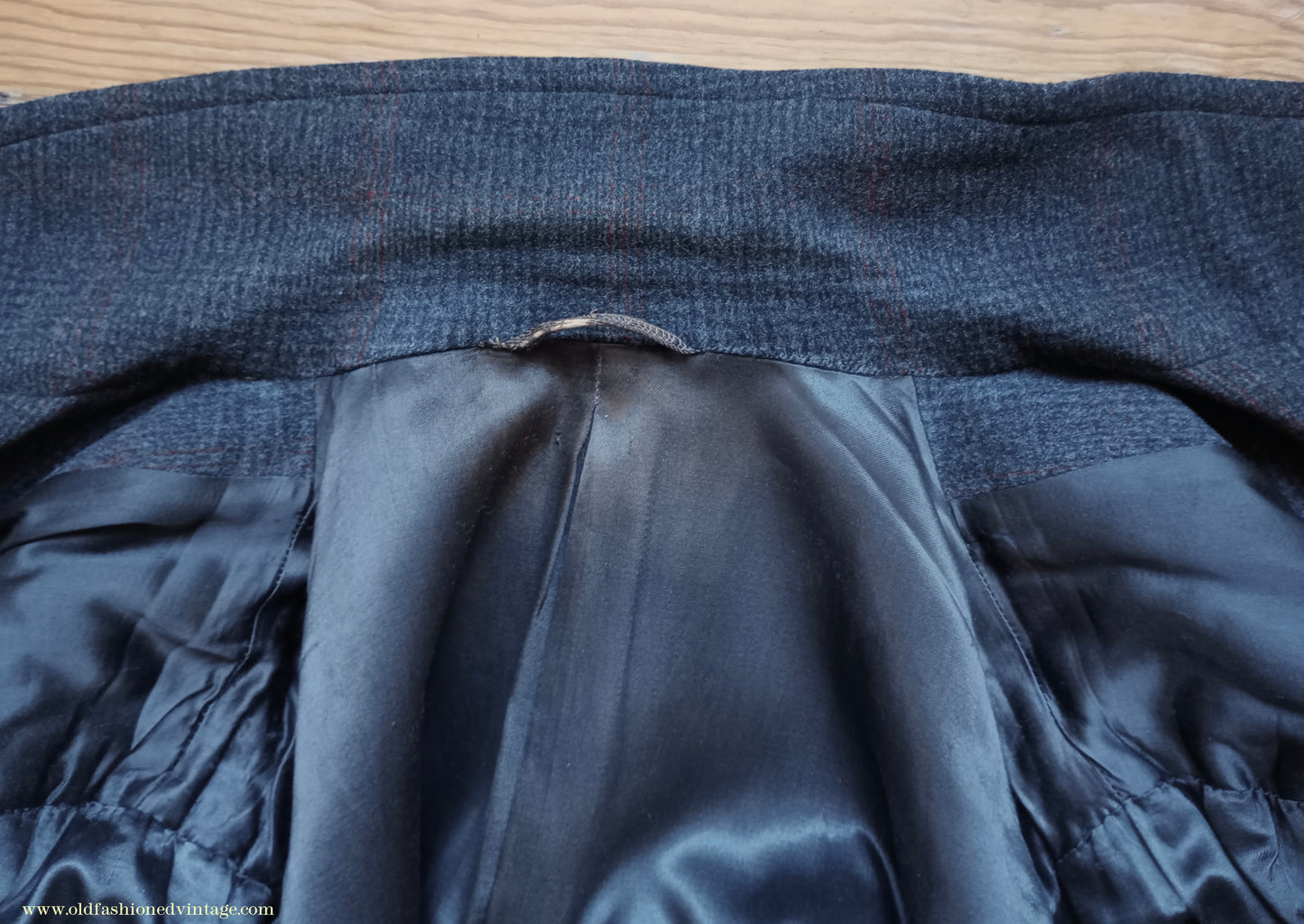 Vintage Mens 1940s Burton Laird Double Breasted Overcoat Coat Charcoal Grey Glen Check Wool DB Belted L