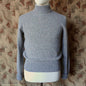 Old Fashioned Garments Vintage Reproduction 1930s 1940s Mens Roll Neck Jumper Heather Grey Marl Wool Polo Turtle Sweater S/M