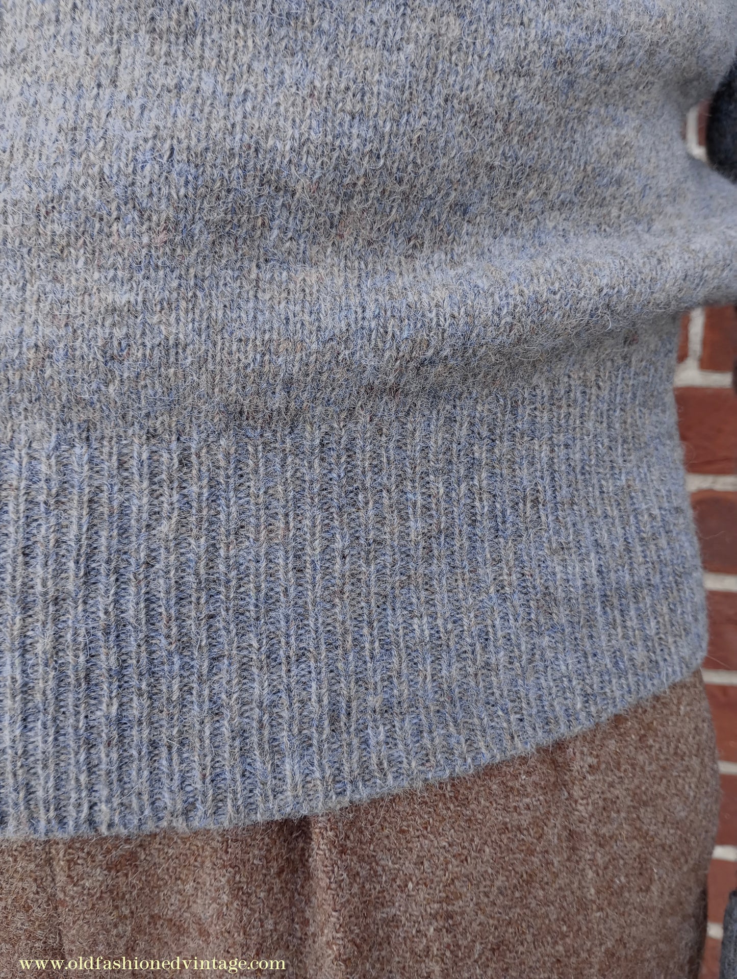 Old Fashioned Garments Vintage Reproduction 1930s 1940s Mens Roll Neck Jumper Heather Grey Marl Wool Polo Turtle Sweater S/M