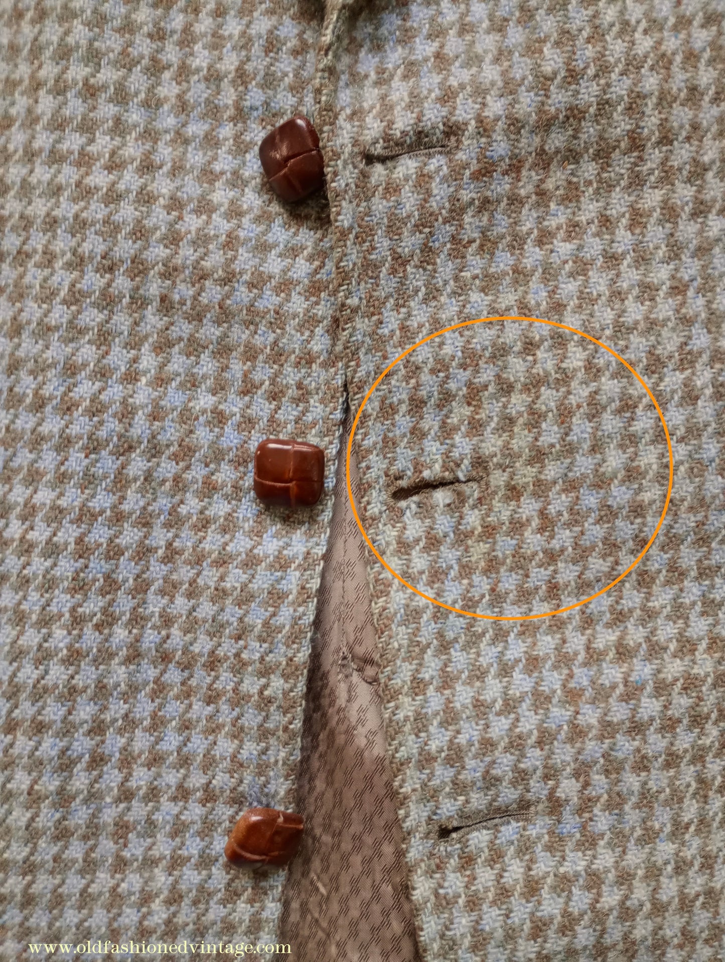 Vintage Mens 1950s John Collier Harris Tweed Sports Jacket Sage Green Brown Houndstooth Shepherd Check 38"