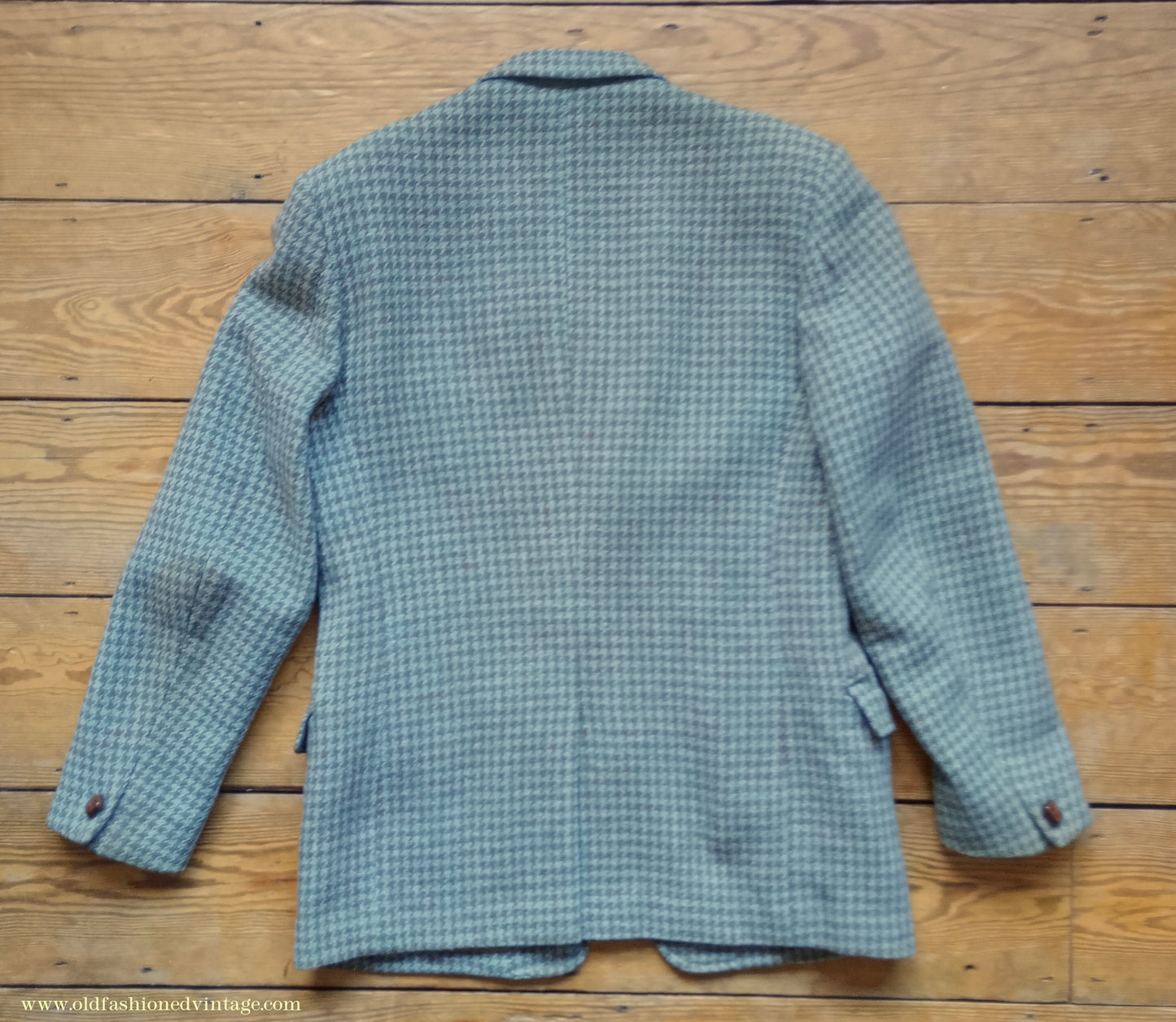 Vintage Mens 1950s John Collier Harris Tweed Sports Jacket Sage Green Brown Houndstooth Shepherd Check 38"