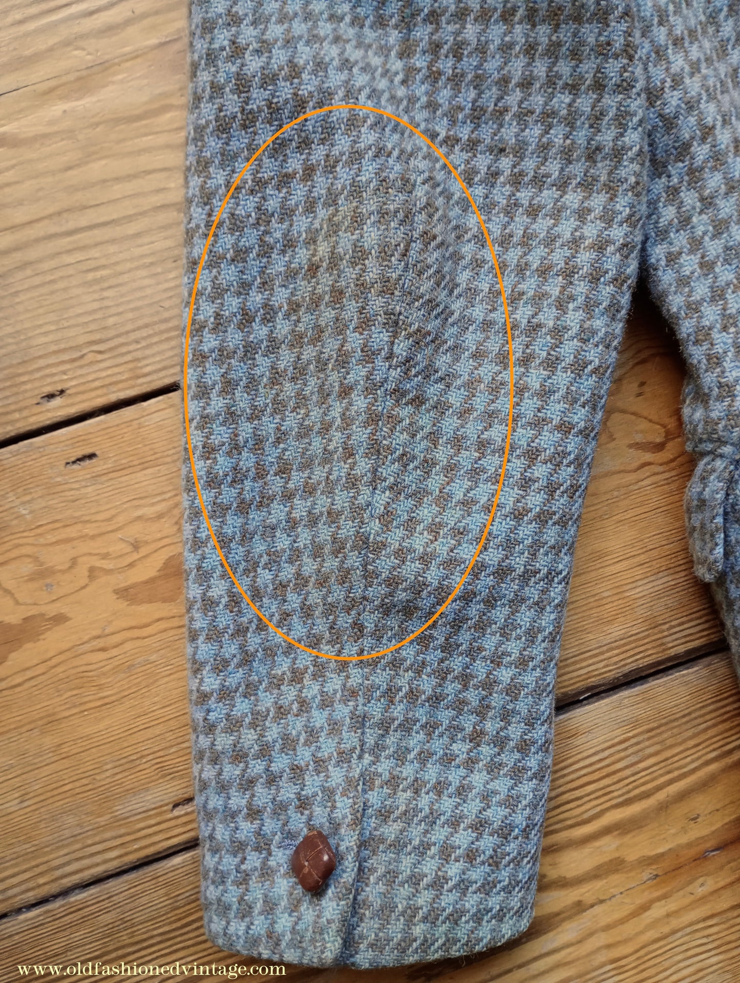 Vintage Mens 1950s John Collier Harris Tweed Sports Jacket Sage Green Brown Houndstooth Shepherd Check 38"