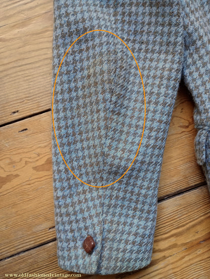 Vintage Mens 1950s John Collier Harris Tweed Sports Jacket Sage Green Brown Houndstooth Shepherd Check 38"
