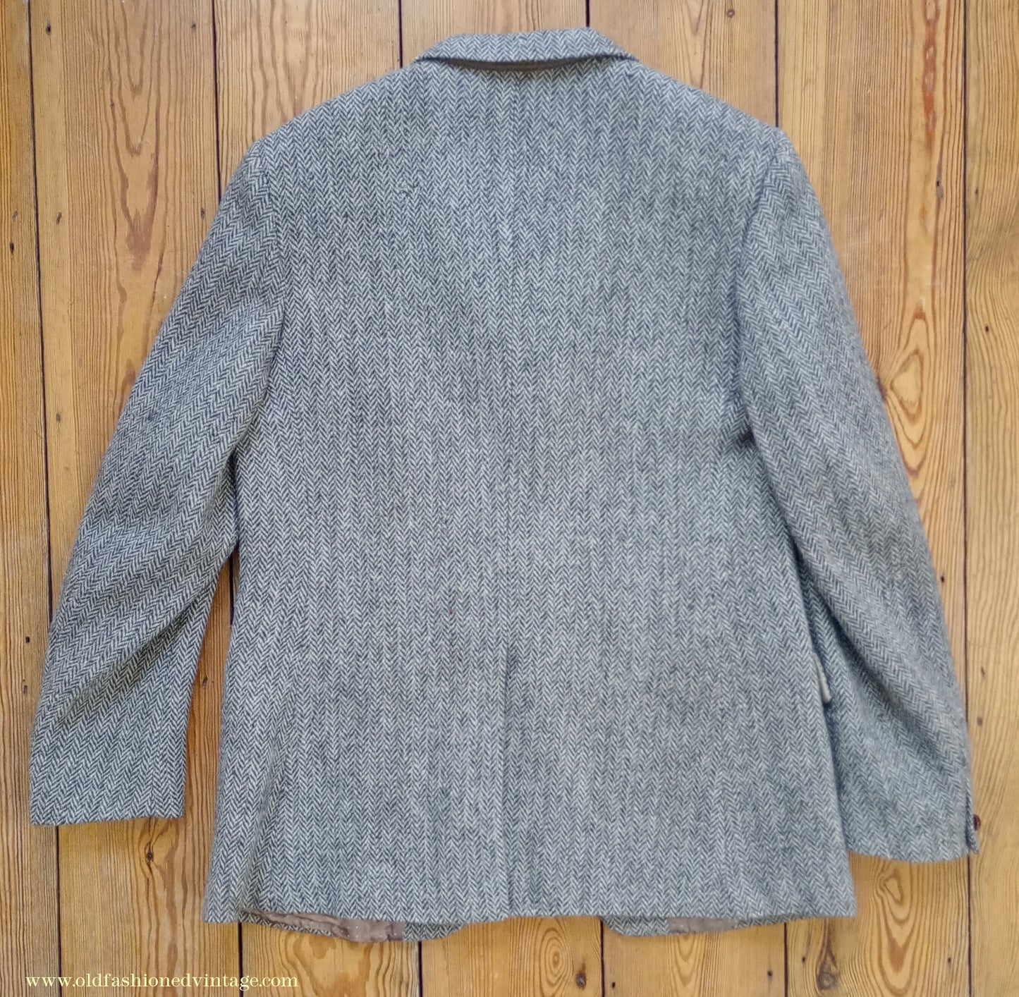Vintage Mens 1960s Alexandre Harris Tweed 3 Piece Suit Brown Oatmeal Herringbone Wool 40" Long