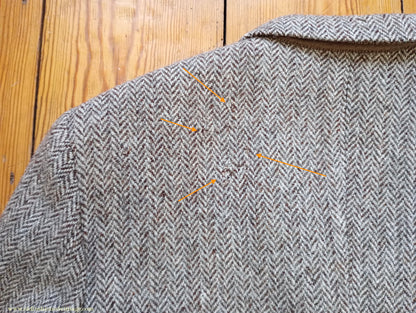 Vintage Mens 1960s Alexandre Harris Tweed 3 Piece Suit Brown Oatmeal Herringbone Wool 40" Long