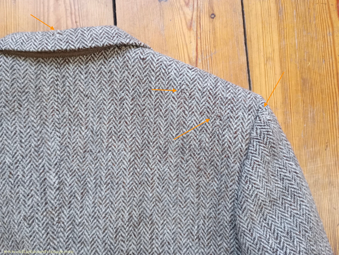 Vintage Mens 1960s Alexandre Harris Tweed 3 Piece Suit Brown Oatmeal Herringbone Wool 40" Long